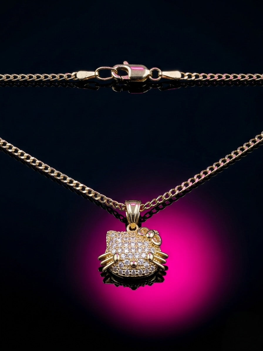 Diamond Kawaii Pendant Necklace