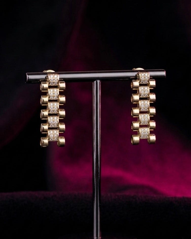 Diamond Link Drop Earrings