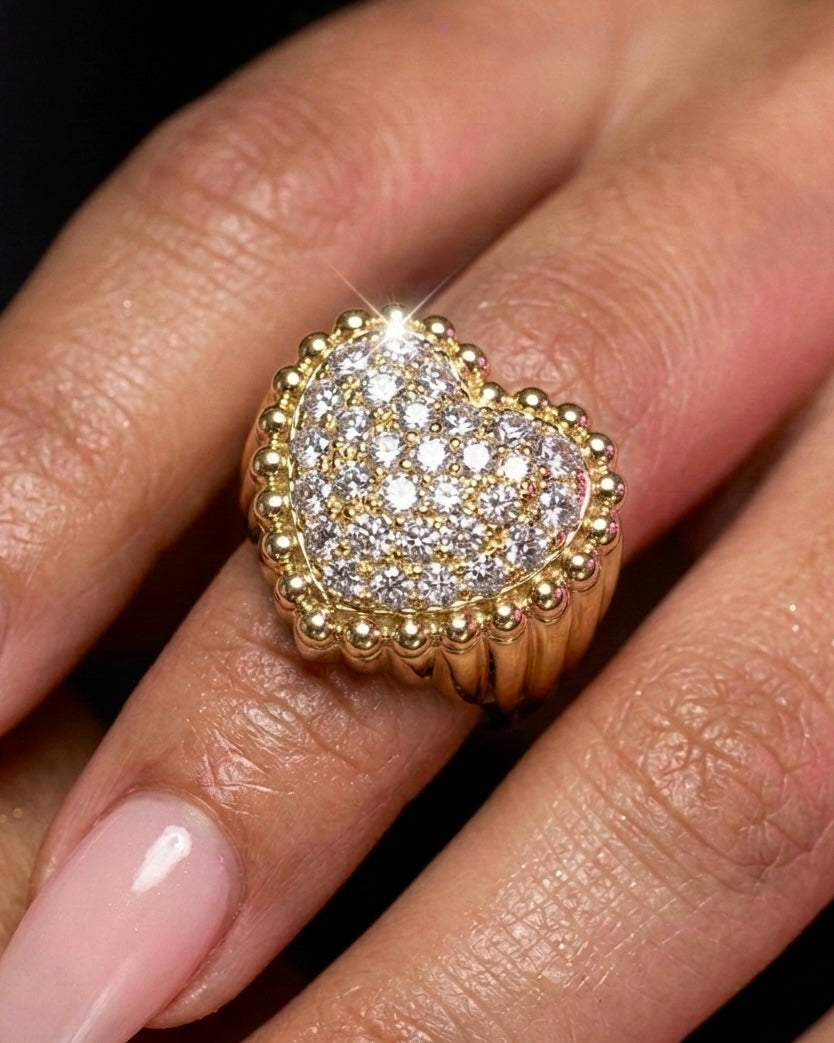 Princess Diamond Heart Gold Ring