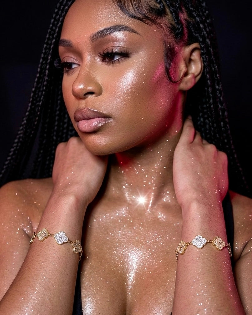 Luxe Diamond Clover Link Bracelet